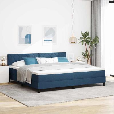Boxspringbed met matras met matras Blauw 200 x 200 cm Stof