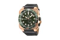 Gevril GV2 Automatic Men&apos;s XO Submarine Green Dial IP RG Case Black Calfskin Leather Watch 4533 Heren Horloge - thumbnail