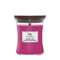 WoodWick Geurkaars Medium Wild Berry & Beets - 11 cm / ø 10 cm - Geurkaars in Glas - Houten Lont - thumbnail