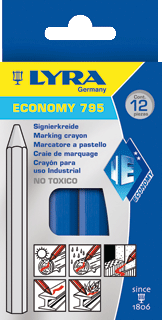 Afteken merk krijt blauw doos 12 stuks Lyra 4850051