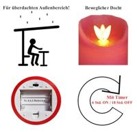 Anna&apos;s Collection LED kaars flame effect rustiek 7.5x15cm brons 1 stuks - thumbnail