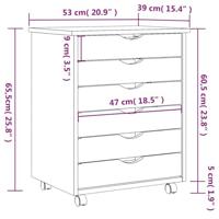 Ladekast MOSS verrijdbaar massief grenenhout zwart - thumbnail