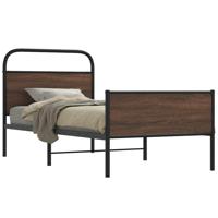 Bedframe zonder matras bewerkt hout bruin eikenkleur 100x190 cm - thumbnail
