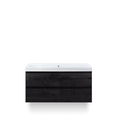 Maxx XL Badmeubelset 120 cm - Black Oak - Wastafel Just Enkel Zonder kraangat