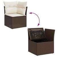 8-delige Loungeset met kussens poly rattan bruin - thumbnail