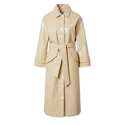 EDITED imitatieleren coat Journi met ceintuur beige EDITED imitatieleren coat Journi met ceintuur beige