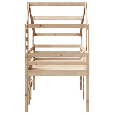 Hoogslaper met dak massief grenenhout wasbruin 75x190 cm