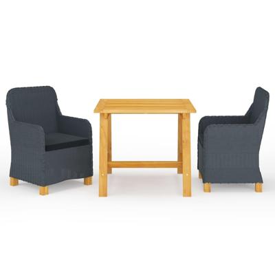 3-delige Tuinset donkergrijs