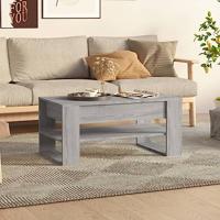 Salontafel 102x55x45 cm bewerkt hout grijs sonoma eikenkleurig - thumbnail