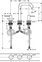 Hansgrohe Tecturis S 3-gats wastafelkraan 150 met afvoerplug, Brushed Bronze - thumbnail