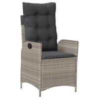 Tuinstoelen 2 st verstelbaar met kussens poly rattan lichtgrijs - thumbnail