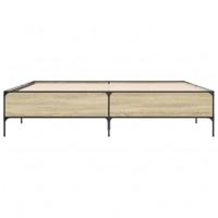 Bedframe bewerkt hout metaal sonoma eikenkleurig 180x200 cm - thumbnail