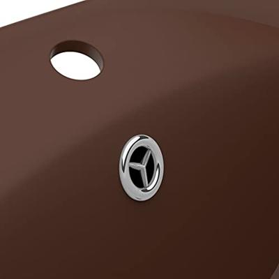 VidaXL Wastafel met overloop ovaal 58,5x39 cm keramiek mat donkerbruin