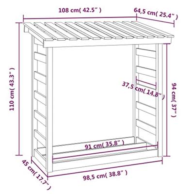 Haardhoutrek 108x64,5x110 cm massief grenenhout wit