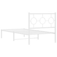 Bedframe met hoofdbord metaal wit 90x200 cm - thumbnail