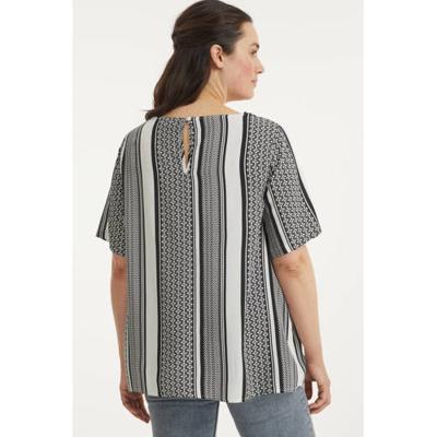 ONLY CARMAKOMA top CARMARRAKESH met all over print en open detail zwart/wit ONLY CARMAKOMA top CARMARRAKESH met all over print en open detail zwart/wit