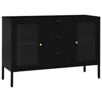 Dressoir 105x35x70 cm staal en gehard glas zwart - thumbnail