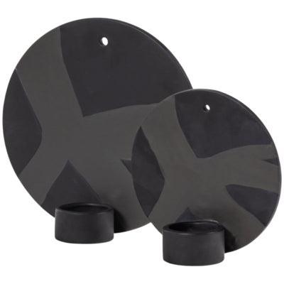 Wand theelichthouder zwart 20 cm set van 2 | 6 stuks