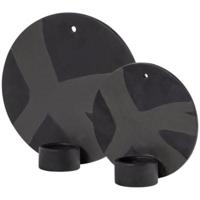 Wand theelichthouder zwart 20 cm set van 2 | 6 stuks - thumbnail