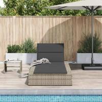 Ligbed met zwevend kussen poly rattan lichtgrijs - thumbnail