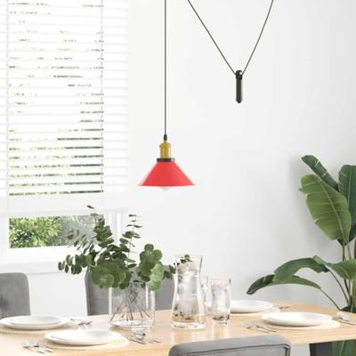 Hanglamp in hoogte verstelbaar E27 22 cm metaal glanzend rood Hanglamp in hoogte verstelbaar E27 22 cm metaal glanzend rood