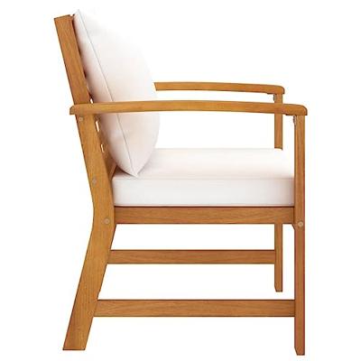 Tuinstoelen 2 st met crmekleurig kussen massief acaciahout - thumbnail