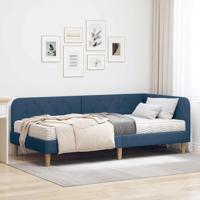 Hoekbedframe met matras met hoofdeinde Blauw 90 x 190 cm Stof - thumbnail
