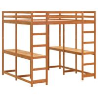 Hoogslaper met bureau en ladder grenenhout wasbruin 180x200 cm - thumbnail