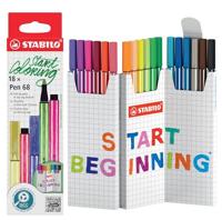STABILO Pen 68 viltstift, geassorteerde kleuren, deskset van 18 stuks - thumbnail