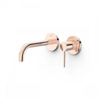 Wastafelmengkraan Inbouw Tres Study Exclusive 2-Gats Gebogen Uitloop 18 cm en Hendel Rosé Goud - thumbnail