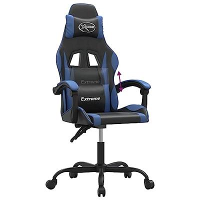 Gamestoel kunstleer zwart en blauw