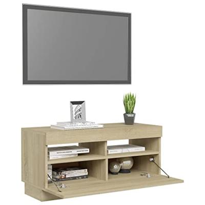 Tv-meubel met LED-verlichting 80x35x40 cm sonoma eikenkleurig