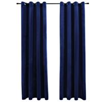 VidaXL Gordijn verduisterend met ringen 2 st 140x245 cm fluweel blauw - thumbnail