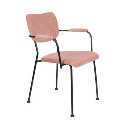 Zuiver Eetkamerstoel 'Benson' Met armleuning, Ribstof, kleur Roze