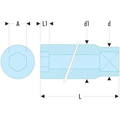 Facom lange doppen 3/8&apos; 6 kant 21 mm - metrisch - J.21HLA - thumbnail