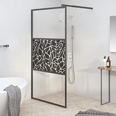 VidaXL Inloopdouchewand met stenenmotief 100x195 cm esg-glas zwart