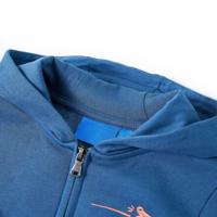 Kindervest met capuchon en rits skateboardprint 92 blauw - thumbnail