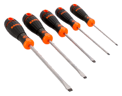 Bahco Schroevendraaierset BahcoFit | rubber greep | gleuf - 5-delig - B219.045 Bahco Schroevendraaierset BahcoFit | rubber greep | gleuf - 5-delig - B219.045