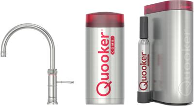 Quooker Classic Fusion round met COMBI+ boiler en CUBE reservoir 5-in-1 kokend water kraan RVS