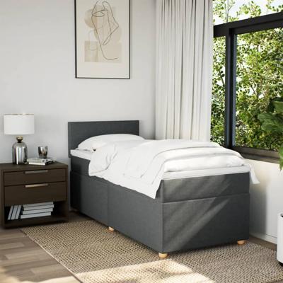 Boxspring met matras stof donkergrijs 90x190 cm