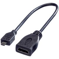 ROLINE HDMI High Speed Kabel met Ethernet, HDMI F - Micro HDMI M, 0,22 m - thumbnail