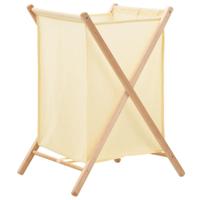 VidaXL Wasmand 42x41x64 cm cederhout en stof beige - thumbnail
