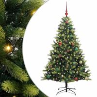 VidaXL Kunstkerstboom met scharnier 150 leds groen 150 cm pvc en pe - thumbnail