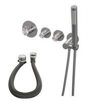 Brushed Carving thermostatische inbouw badkraan SET 01 met badvulcombinatie en handdouche - thumbnail