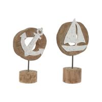 Decoratieve figuren Home ESPRIT Wit Natuurlijk Anker Boot Mediterrane 19 x 10 x 38 cm (2 Stuks) - thumbnail