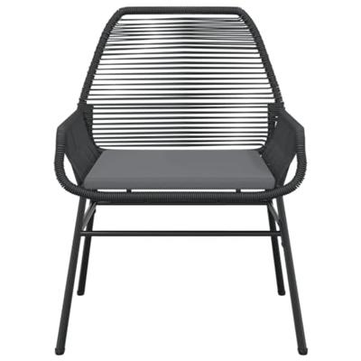 Tuinstoelen 2 st met kussens poly rattan zwart - thumbnail