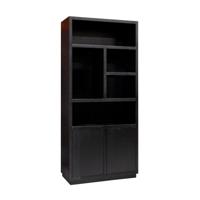 Richmond Boekenkast 'Oakura' Eikenhout, 220 x 100cm, kleur zwart - thumbnail