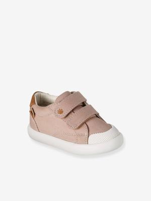 Stoffen sneakers met klittenband babyjongen beige, bedrukt Stoffen sneakers met klittenband babyjongen beige, bedrukt