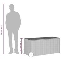 VidaXL Tuinbox met wielen 283 L poly rattan zwart - thumbnail