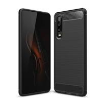 Geborsteld textuur koolstofvezel schokbestendige TPU Case voor Huawei P30 (zwart) - thumbnail